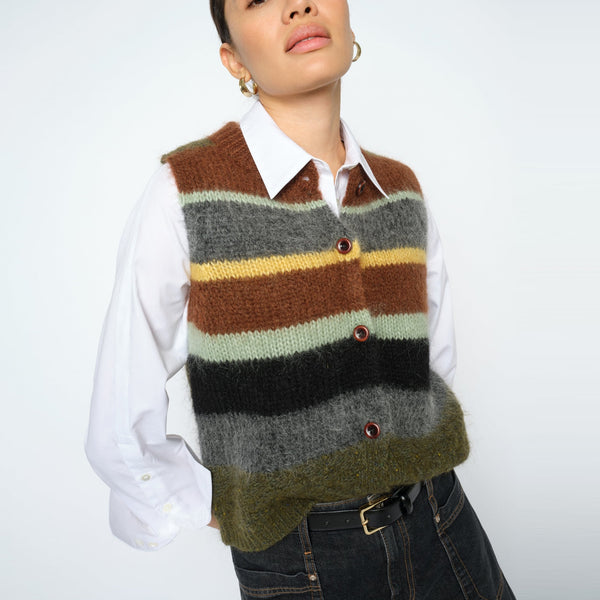 MOS MOSH MMEsti Stripe Wool Vest in Rosin