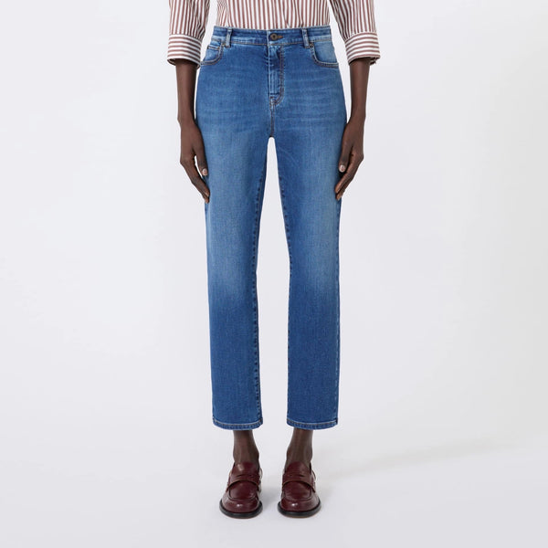 WEEKEND MAX MARA WKDLana Slim Fit Stretch Cropped Denim Jeans in Navy Medium