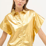 BEATRIZ FUREST Rebeca Short Sleeve Shirt in Gold