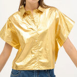 BEATRIZ FUREST Rebeca Short Sleeve Shirt in Gold