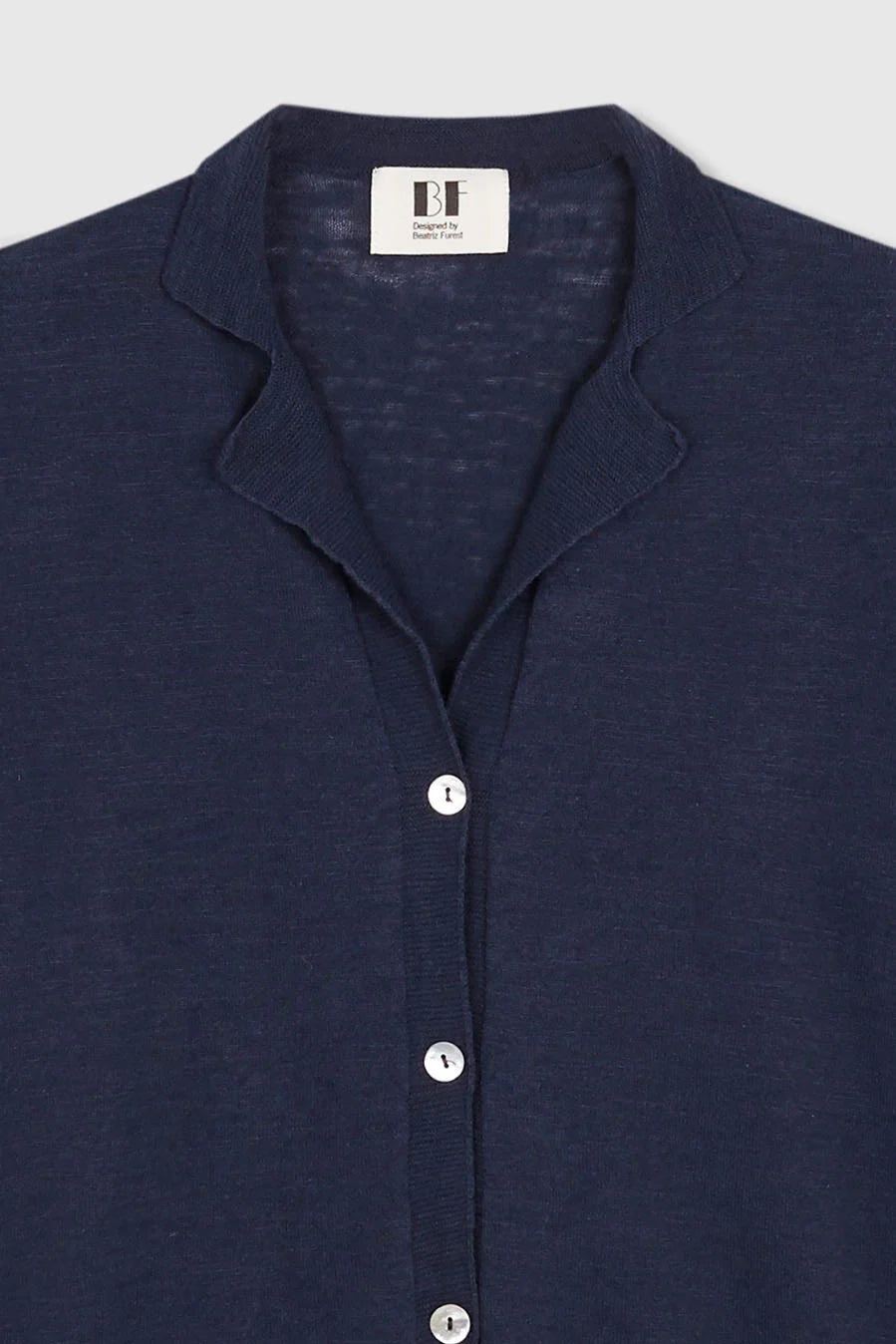 BEATRIZ FUREST Pierre Short Sleeve Cardigan in Deep Blue