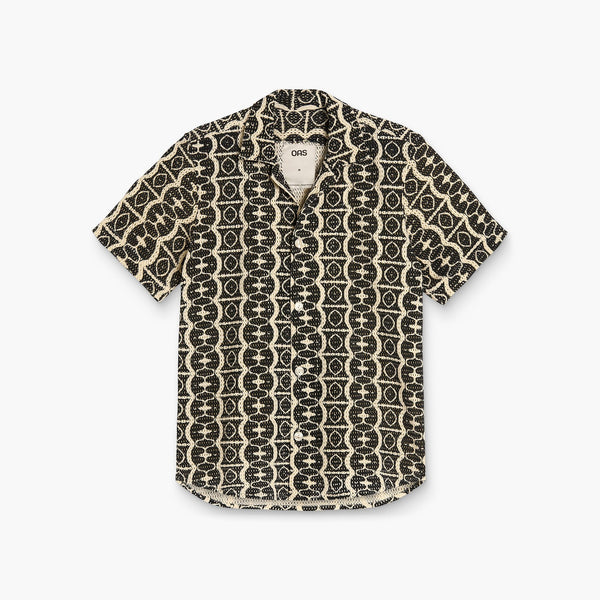 OAS Hypnotise Cuba Net Shirt in Black/Beige