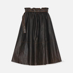 BAUM UND PFERDGARTEN Saimi Leather Button Detail Skirt in Mole Brown