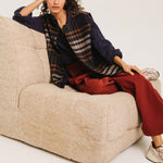 SACRECOEUR Antonia Check Reversible Wool Vest in Blue
