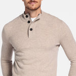 THOMAS MAINE 3 Button Lambswool Jumper in Light Brown