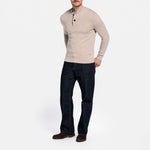 THOMAS MAINE 3 Button Lambswool Jumper in Light Brown