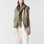 MARFA STANCE Parachute Silk Nylon Vest in Pale Olive/ Oyster
