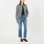 WEEKEND MAX MARA WKDTeiera Inlay-detail Stripe Cotton Cardigan in Navy Pinstripes