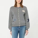 WEEKEND MAX MARA WKDTeiera Inlay-detail Stripe Cotton Cardigan in Navy Pinstripes