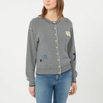 WEEKEND MAX MARA WKDTeiera Inlay-detail Stripe Cotton Cardigan in Navy Pinstripes