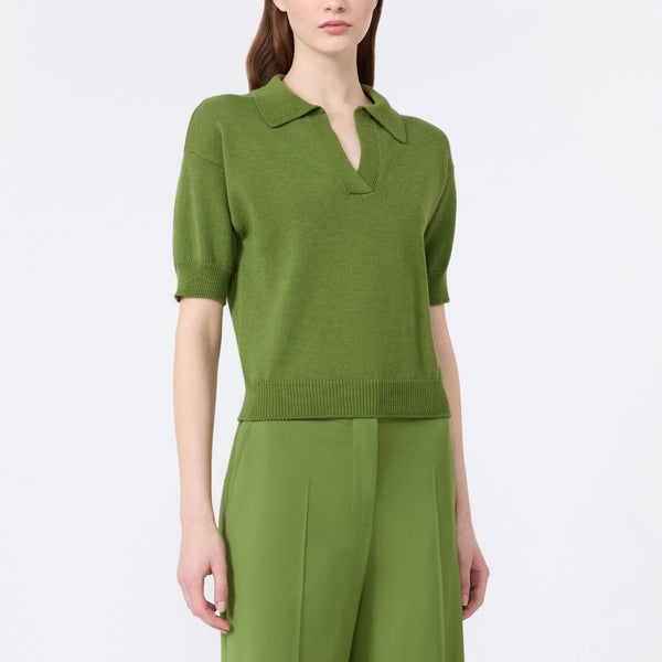 WEEKEND MAX MARA WKDAlbero Cotton Short Sleeve Sweater in Green