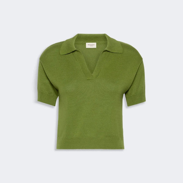 WEEKEND MAX MARA WKDAlbero Cotton Short Sleeve Sweater in Green