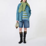 WEEKEND MAX MARA WKDGhiacci Alpaca & Cotton Stripe Sweater in Light Blue