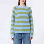 WEEKEND MAX MARA WKDGhiacci Alpaca & Cotton Stripe Sweater in Light Blue