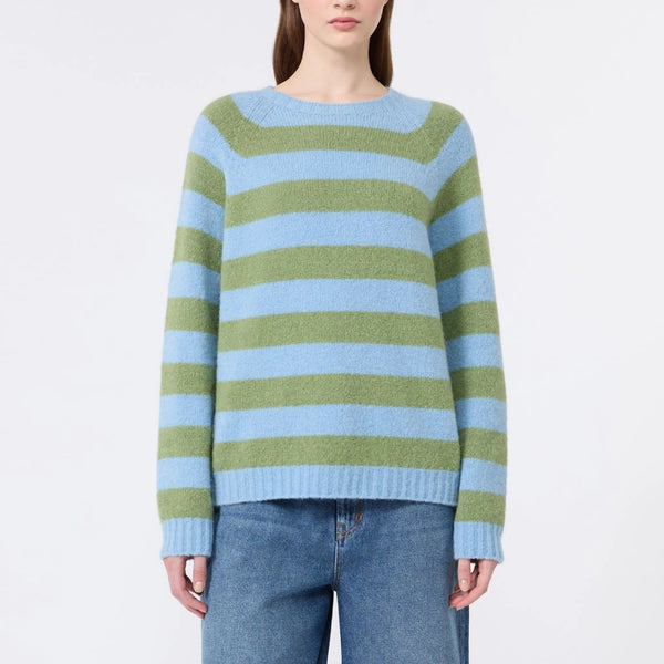 WEEKEND MAX MARA WKDGhiacci Alpaca & Cotton Stripe Sweater in Light Blue