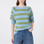 WEEKEND MAX MARA WKDGhiacci Alpaca & Cotton Stripe Sweater in Light Blue