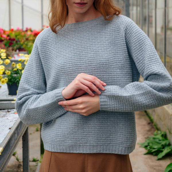 QUINTON & CHADWICK Textured Lambswool Jumper in Aqua