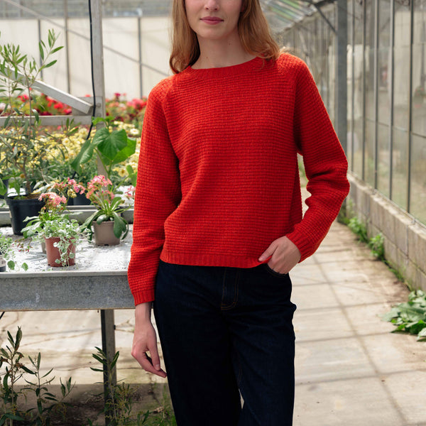 QUINTON & CHADWICK Textured Lambswool Jumper in Furnace