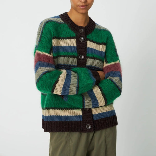 STELLA NOVA Multi Striped Wool Cardigan in Multicolour