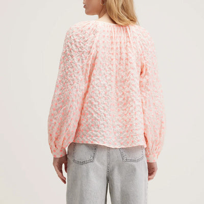 BELLEROSE Haiti Floral Embroidered Blouse in Fluo Pink