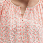 BELLEROSE Haiti Floral Embroidered Blouse in Fluo Pink