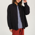 SACRECOEUR June Navy Velvet Shirt in Blue