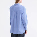 ROSSO35 Stripe Shirt with Contrast Collar in Light Blue
