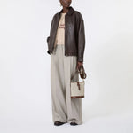 WEEKEND MAX MARA WKDCose Nappa Leather Bomber Jacket in Dark Brown
