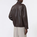 WEEKEND MAX MARA WKDCose Nappa Leather Bomber Jacket in Dark Brown
