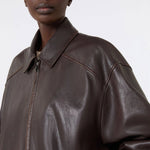 WEEKEND MAX MARA WKDCose Nappa Leather Bomber Jacket in Dark Brown