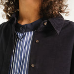 SACRECOEUR June Navy Velvet Shirt in Blue
