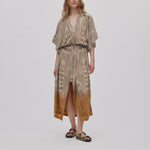 RABENS SALONER Penny Ombre Ikat Shirt Dress in Cognac Combo