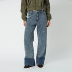 STELLA NOVA Scallop Edge Straight Leg Jeans in Denim Blue