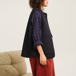 SACRECOEUR Antonia Check Reversible Wool Vest in Blue