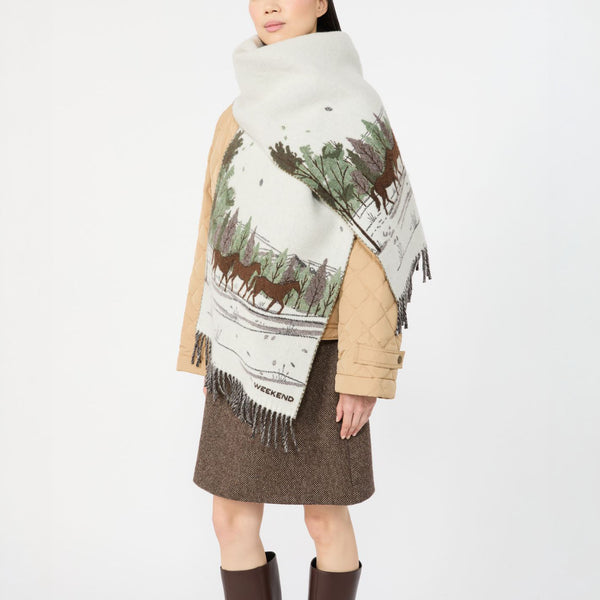 WEEKEND MAX MARA WKABaffo Wool Blend Knit Scarf in Ivory