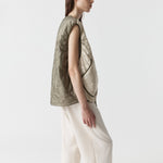 MARFA STANCE Parachute Silk Nylon Vest in Pale Olive/ Oyster