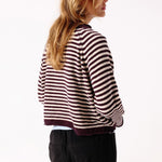 AMERICAN VINTAGE Ekewood Stripe Cotton Jumper in Aubergine and Pale Rose