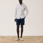 HARTFORD Joggy Linen Shorts in Navy Blue