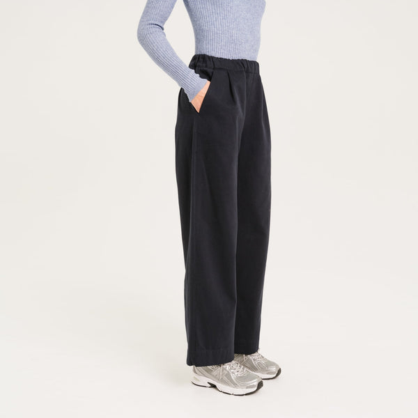 SACRECOEUR Leon Wide Leg Trousers in Navy