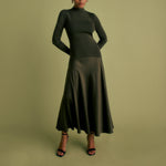 FLORERE Acacia Mockable Midi Dress in Khaki