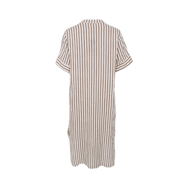 BLACK COLOUR BCMelina Long Linen Dress in Camel Stripe