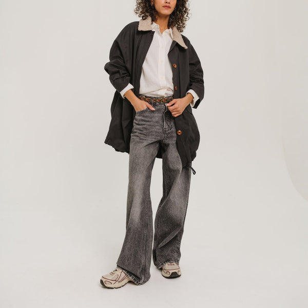 SACRECOEUR Mahot Charbon Parka with Boucle Collar in Black