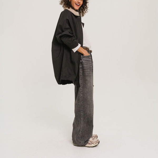 SACRECOEUR Mahot Charbon Parka with Boucle Collar in Black