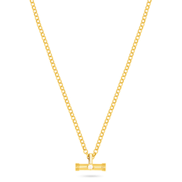 TALIS CHAINS T-Bar Pendant on Belcher Chain in Cubic Zirconia