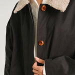 SACRECOEUR Mahot Charbon Parka with Boucle Collar in Black