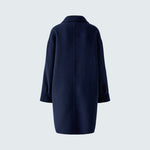OUI Loose Fit Button Up Wool Coat in Dark Blue