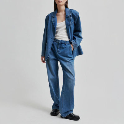 SECOND FEMALE Everly Denim Jeans in Blue Denim