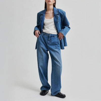 SECOND FEMALE Everly Denim Jeans in Blue Denim