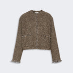 WEEKEND MAX MARA WKDVento Single-Breasted Cropped Jacket in Brown Tweed