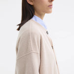 ROSSO35 Round Neck Wool Cardigan in Oatmeal